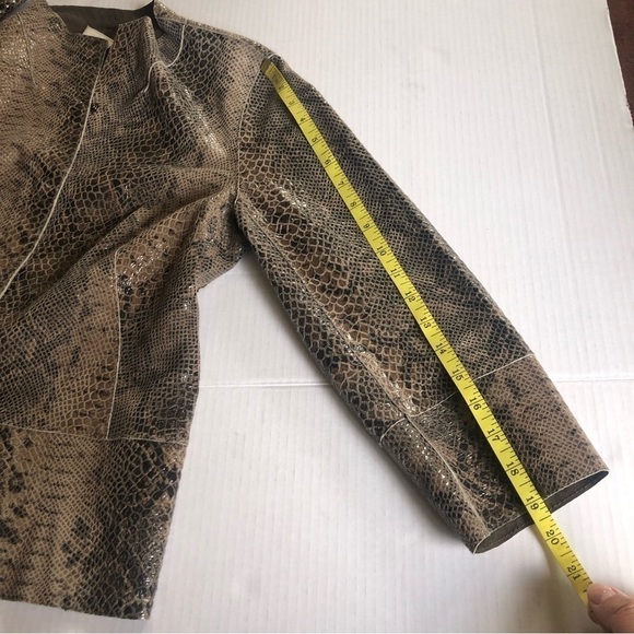 Chico's snakeskin Leather reversible brown jacket 0(4/6)S - Picture 14 of 16